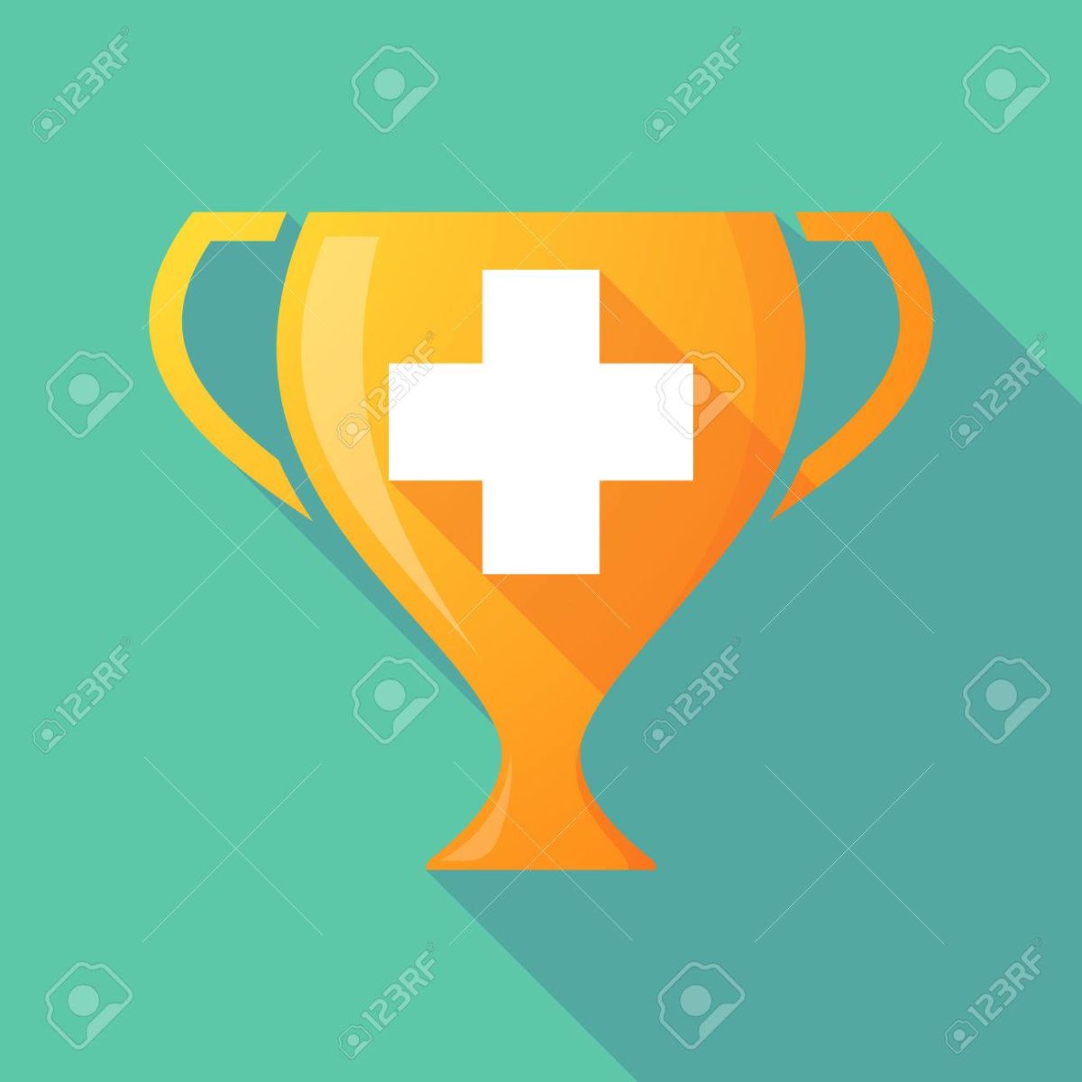 Long shadow trophy icon with a pharmacy sign